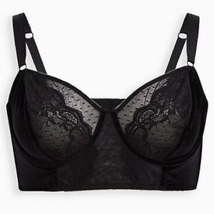 Torrid Curve 4 - Black Velour and Lace Underwire Bra